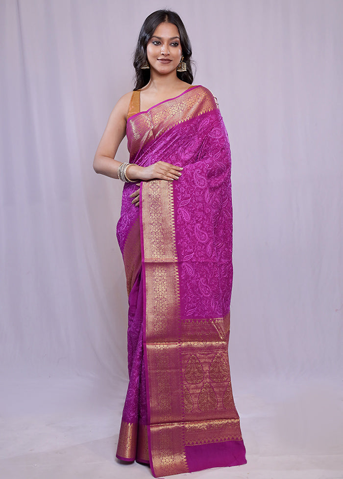 Purple Dupion Silk Saree With Blouse Piece - Indian Silk House Agencies