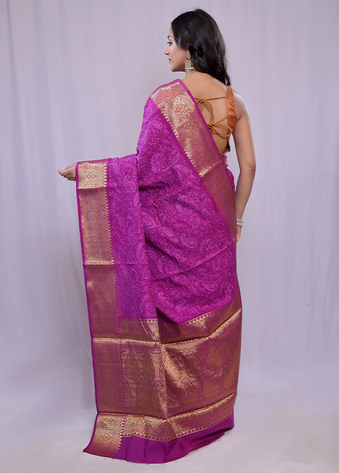 Purple Dupion Silk Saree With Blouse Piece - Indian Silk House Agencies