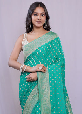 Green Georgette Saree With Blouse Piece - Indian Silk House Agencies