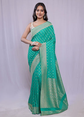 Green Georgette Saree With Blouse Piece - Indian Silk House Agencies