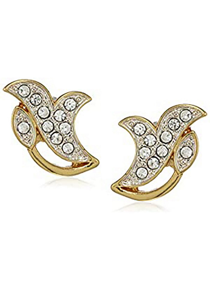 Estele 24 Kt Gold and Silver Plated White pigeon Stud Earrings - Indian Silk House Agencies