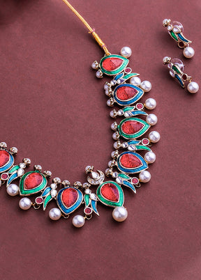 Gold Plated Amore Multi Colour Pearl Drop Jewellery Set - Indian Silk House Agencies