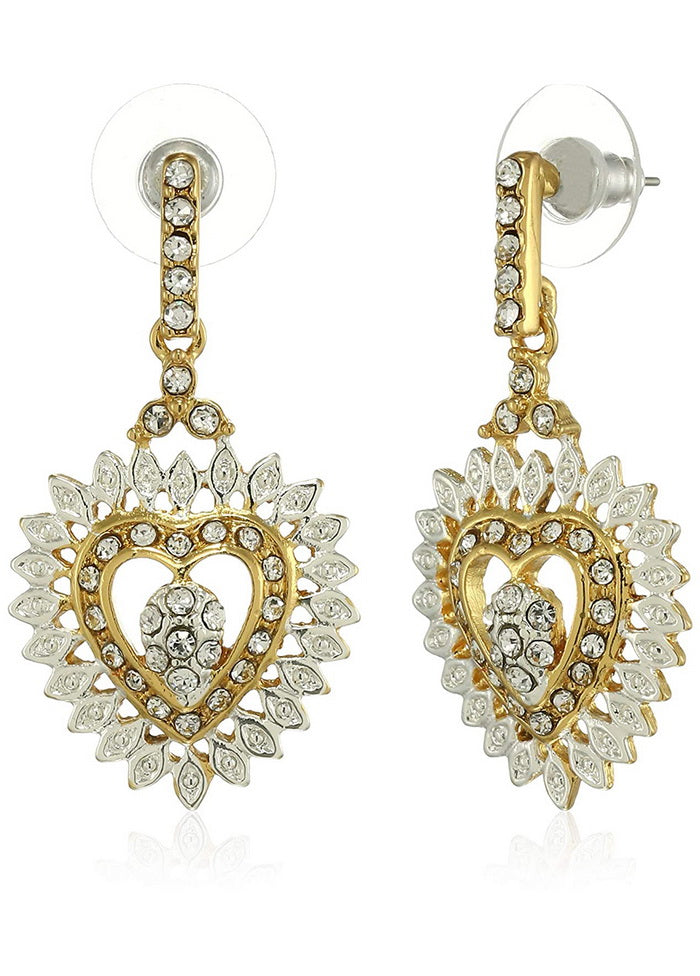 Estele 24 Kt Zinc Alloy Gold and Silver Plated Magnanimous heart Dangle Earrings for Girls - Indian Silk House Agencies