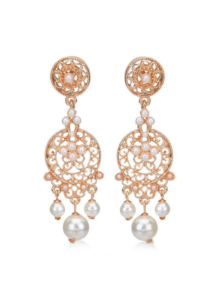 Estele 24Kt Gold Tone Plated Pearl Drop Womens Earrings 686 709 Er - Indian Silk House Agencies