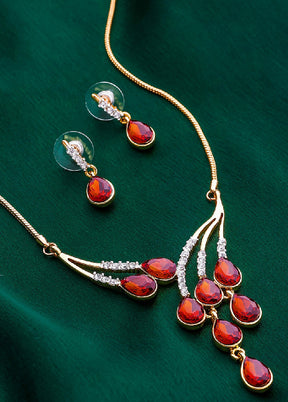 Gold Plated Adorn Jewellery Set With Austrian Crystals - Indian Silk House Agencies