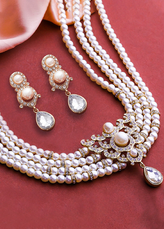 Gold Plated Striking Pearl Drop Jewellery Set - Indian Silk House Agencies