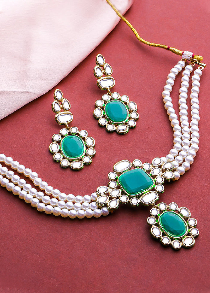Gold Plated Aesthetic Pearl Jewellery Set - Indian Silk House Agencies
