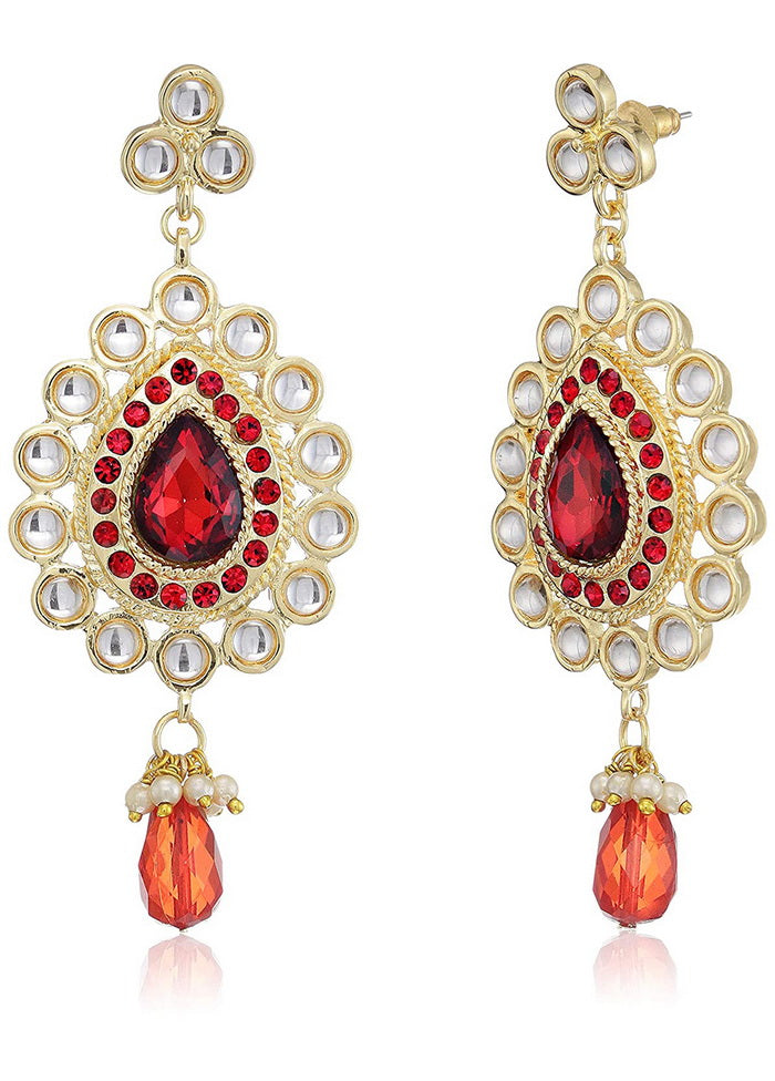 Estele 24 Kt Gold Plated Emeral Kundan Royal Necklaces Set With Earrings For Women - Indian Silk House Agencies