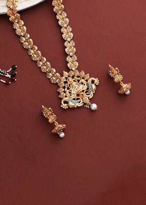 Gold Plated Laxmi And Peacock Haar Jewellery Set - Indian Silk House Agencies