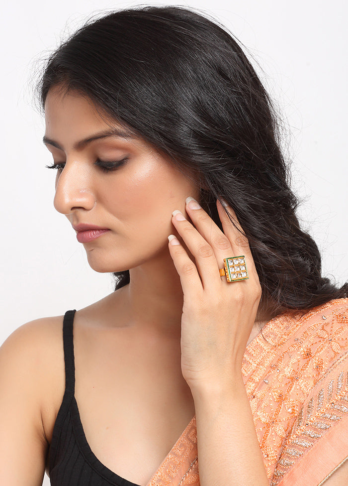 Gold Plated Kundan Finger Ring - Indian Silk House Agencies