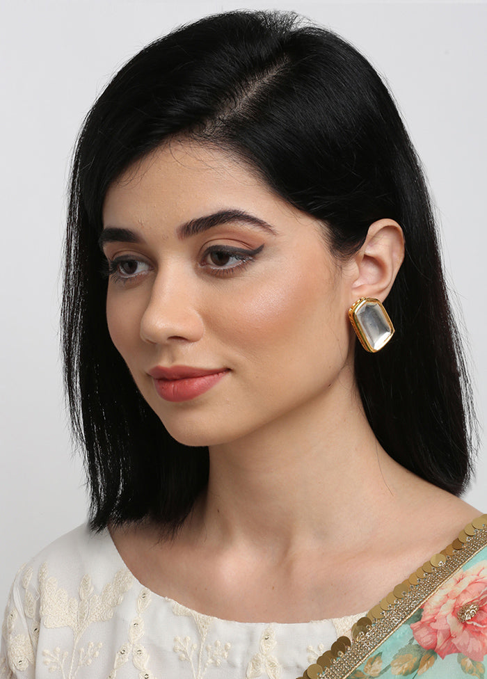 Gold Plated Kundan Stud Earrings - Indian Silk House Agencies