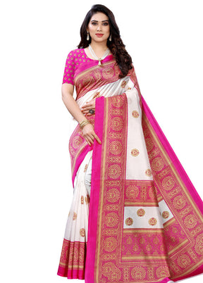 Pink Spun Silk Woven Saree With Blouse Piece - Indian Silk House Agencies