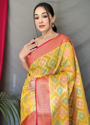 Yellow Spun Silk Zari Work Saree With Blouse - Indian Silk House Agencies
