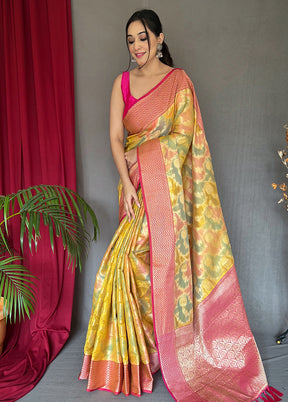 Yellow Spun Silk Zari Work Saree With Blouse - Indian Silk House Agencies