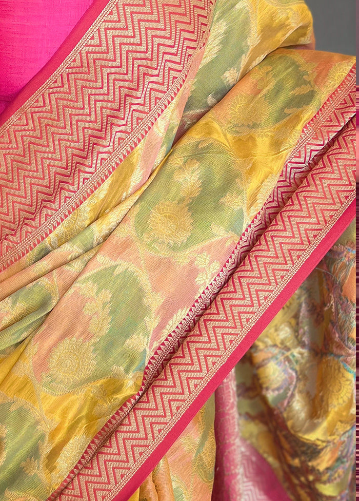 Yellow Spun Silk Zari Work Saree With Blouse - Indian Silk House Agencies