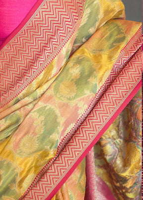 Yellow Spun Silk Zari Work Saree With Blouse - Indian Silk House Agencies