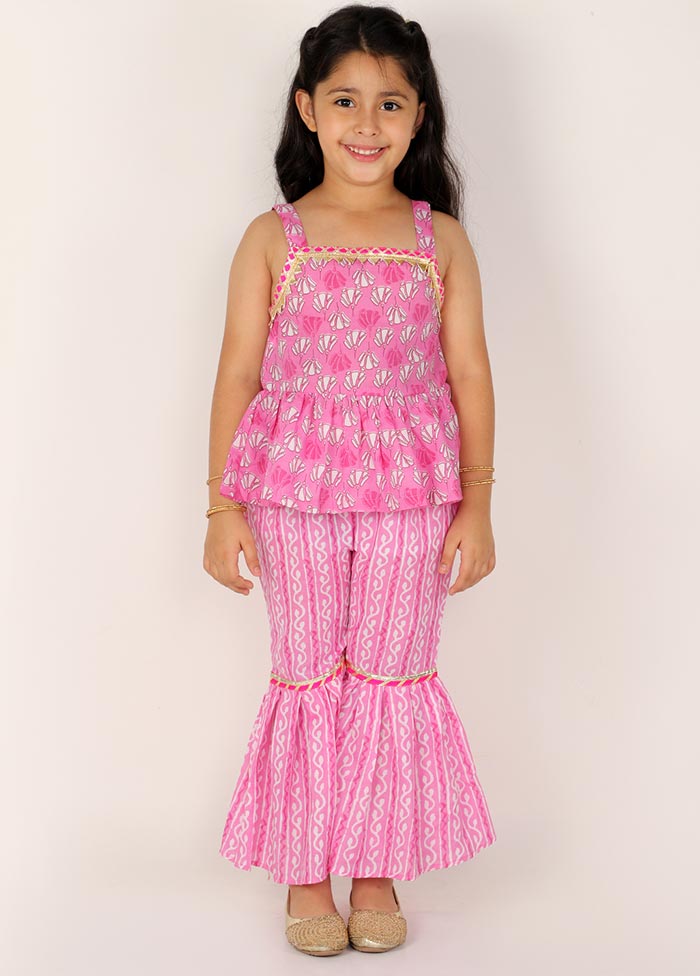 Pink Cotton Sharara Set For Girls - Indian Silk House Agencies