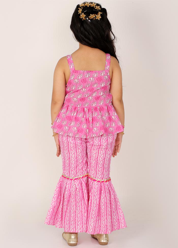 Pink Cotton Sharara Set For Girls - Indian Silk House Agencies