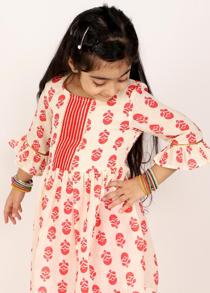Red Printed Kurta With Sharara Set For Girls - Indian Silk House Agencies