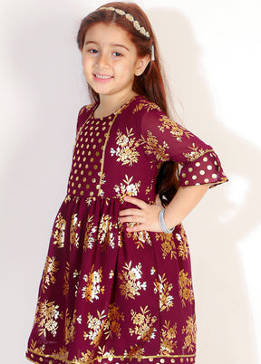 WIne Georgette Sharara Set For Girls - Indian Silk House Agencies