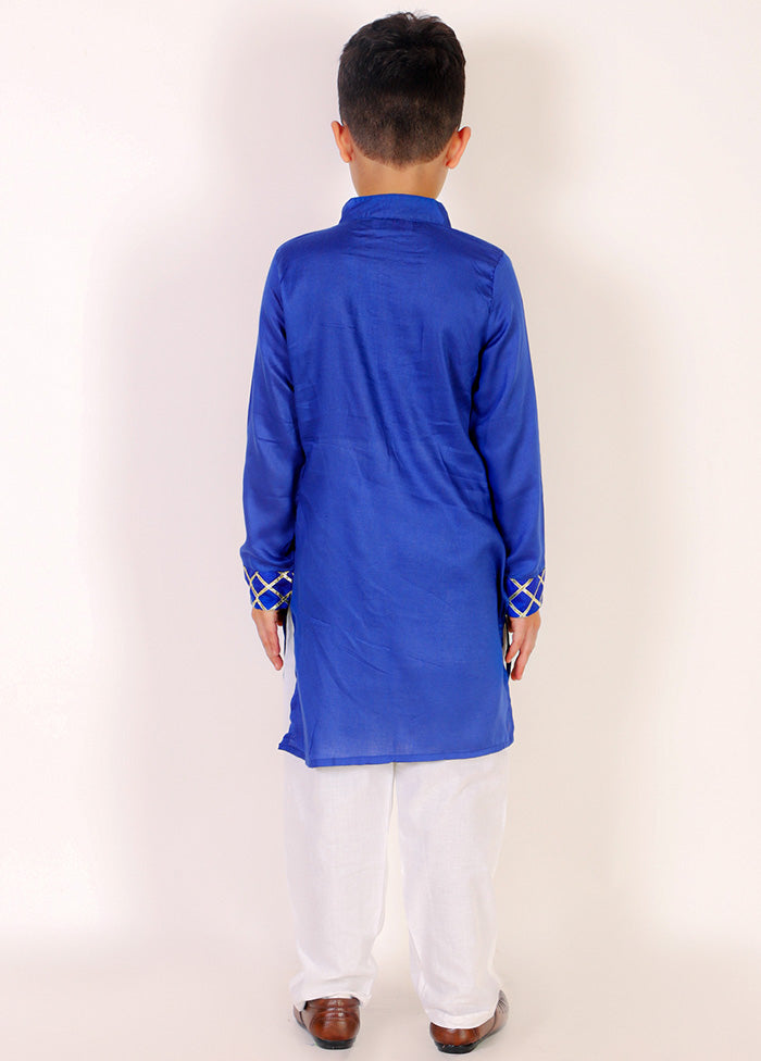 Blue Rayon Kurta And Pajama Set For Boys - Indian Silk House Agencies