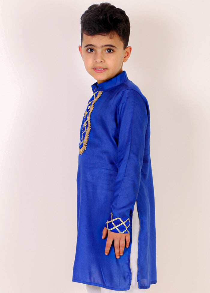 Blue Rayon Kurta And Pajama Set For Boys - Indian Silk House Agencies