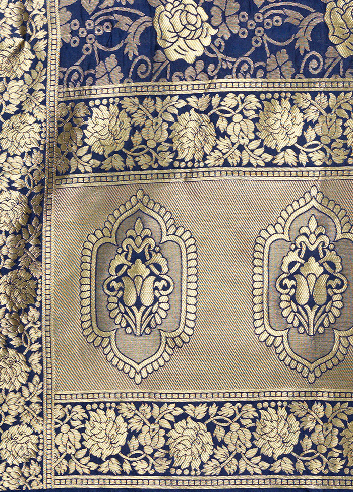 Navy Blue Jacquard Dupatta - Indian Silk House Agencies