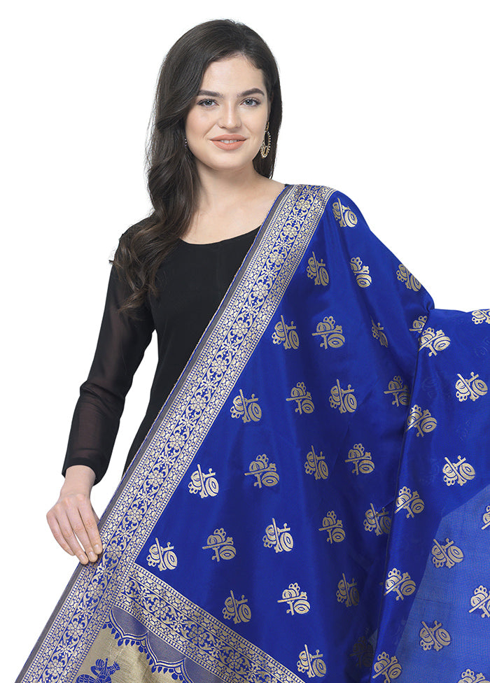 Royal Blue Jacquard Dupatta - Indian Silk House Agencies