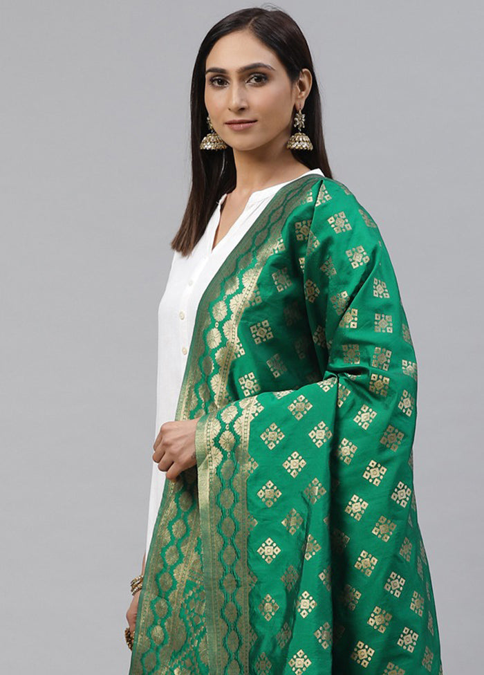 Green Art Silk Dupatta - Indian Silk House Agencies