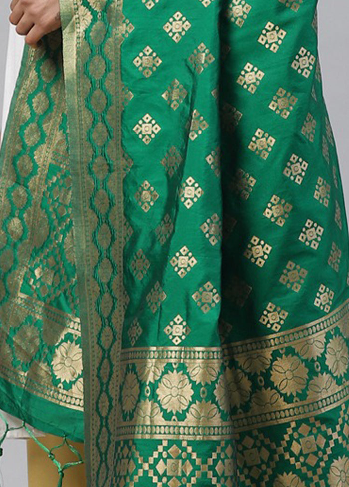 Green Art Silk Dupatta - Indian Silk House Agencies