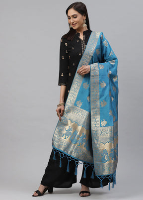 Blue Art Silk Dupatta - Indian Silk House Agencies