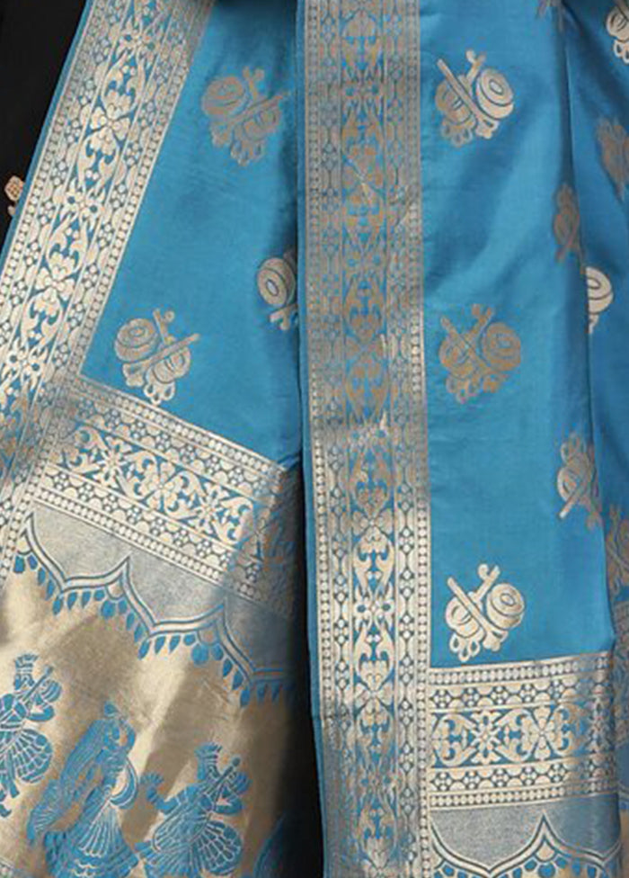 Blue Art Silk Dupatta - Indian Silk House Agencies