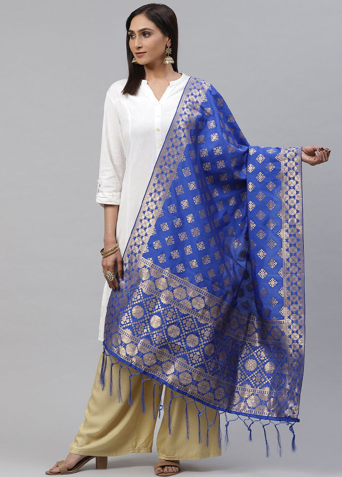 Royal Blue Art Silk Dupatta - Indian Silk House Agencies