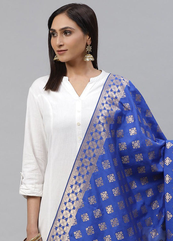 Royal Blue Art Silk Dupatta - Indian Silk House Agencies
