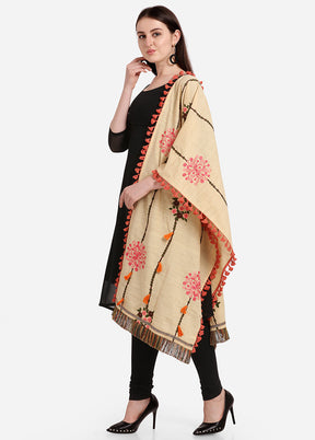 Beige Cotton Khadi Dupatta - Indian Silk House Agencies