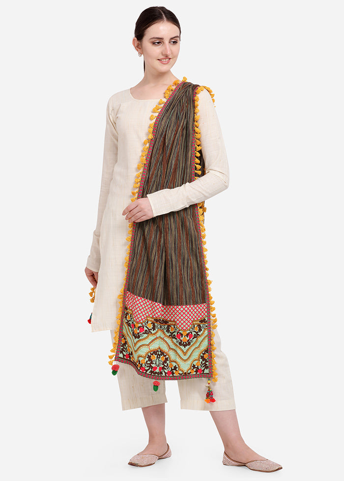 Brown Cotton Khadi Dupatta - Indian Silk House Agencies