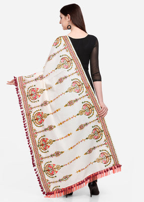 Off White Cotton Khadi Dupatta - Indian Silk House Agencies