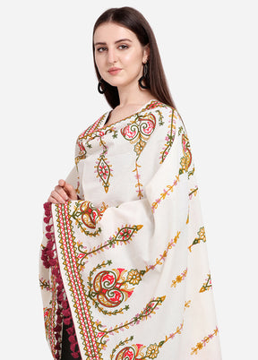 Off White Cotton Khadi Dupatta - Indian Silk House Agencies