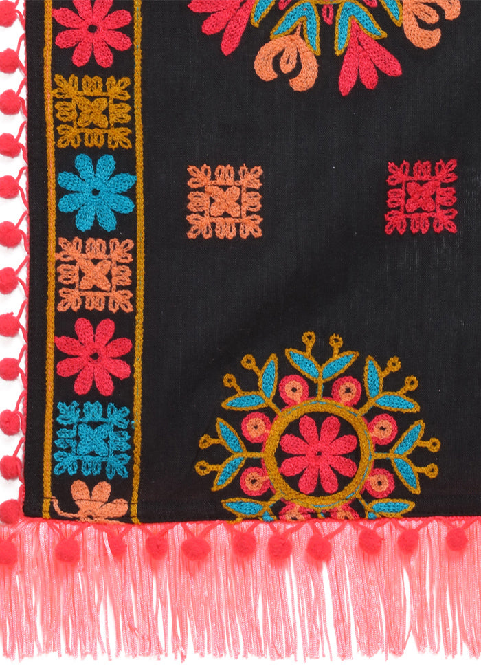 Black Cotton Khadi Dupatta - Indian Silk House Agencies