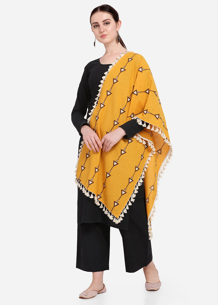 Mustard Cotton Khadi Dupatta - Indian Silk House Agencies