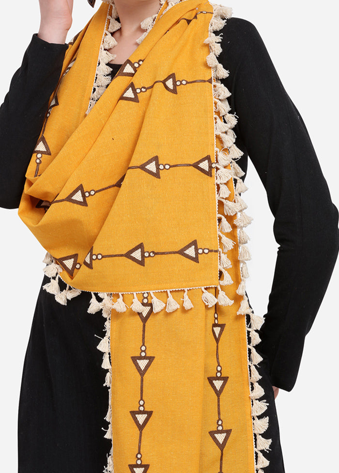 Mustard Cotton Khadi Dupatta - Indian Silk House Agencies