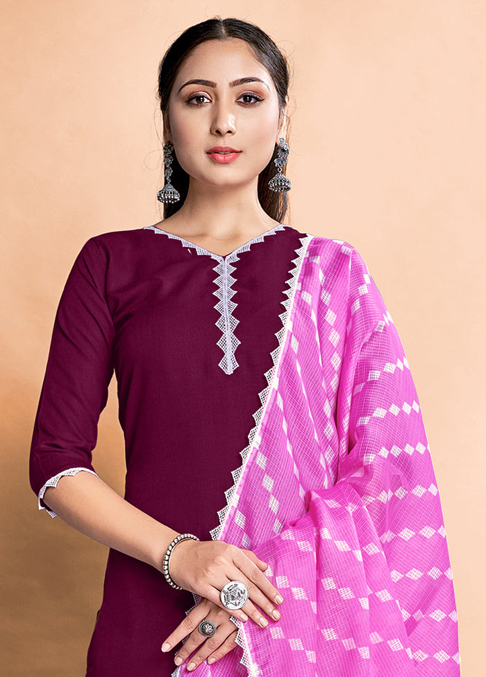 3 Pc Wine Readymade Rayon Suit Set - Indian Silk House Agencies