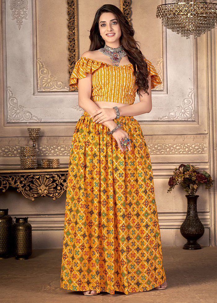 2 Pc Yellow Unstitched Silk Suit Set - Indian Silk House Agencies
