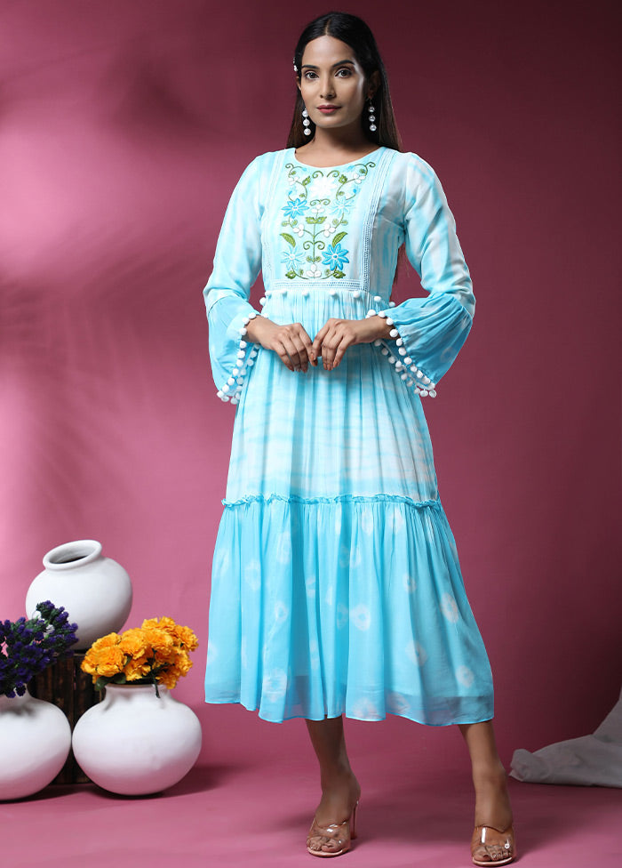 Blue Readymade Cotton Long Kurti - Indian Silk House Agencies