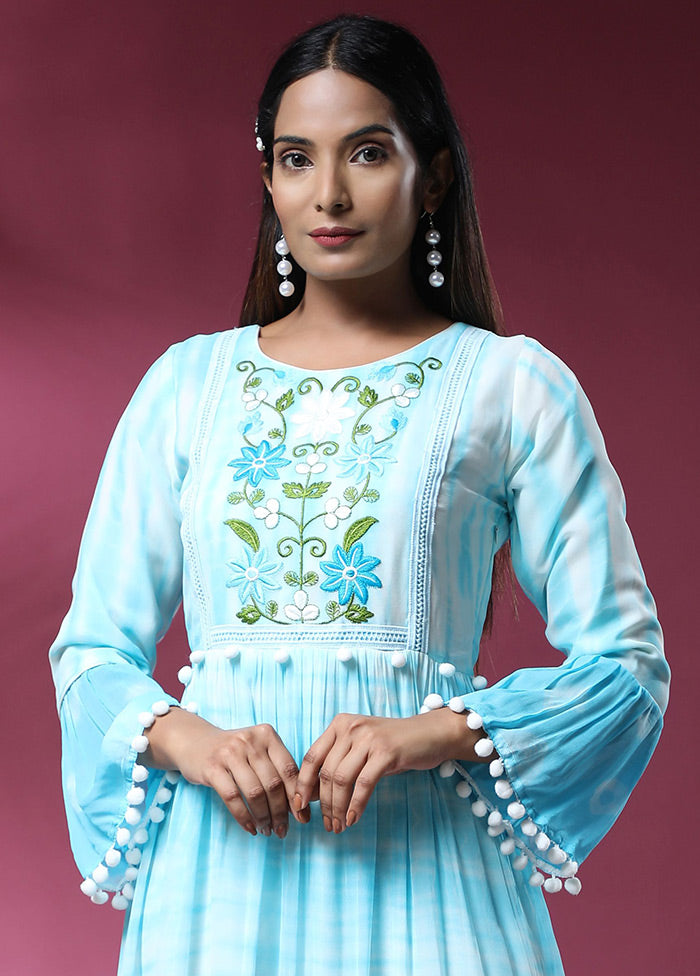 Blue Readymade Cotton Long Kurti - Indian Silk House Agencies