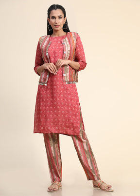 2 Pc Pink Readymade Viscose Kurti Set - Indian Silk House Agencies