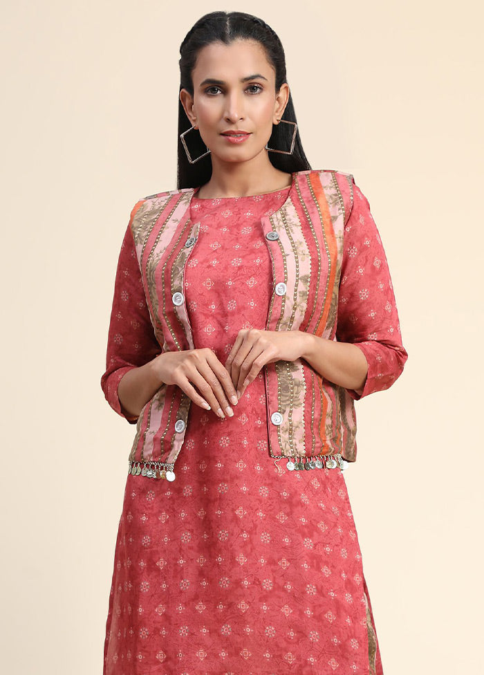 2 Pc Pink Readymade Viscose Kurti Set - Indian Silk House Agencies