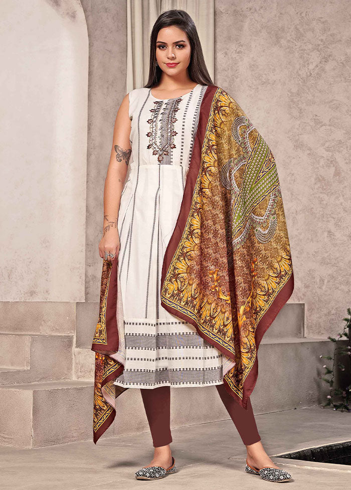 2 Pc Off White Readymade Cotton Kurti Set - Indian Silk House Agencies