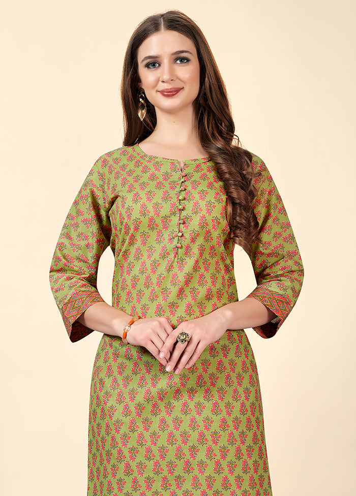 2 Pc Green Readymade Cotton Kurti Set - Indian Silk House Agencies