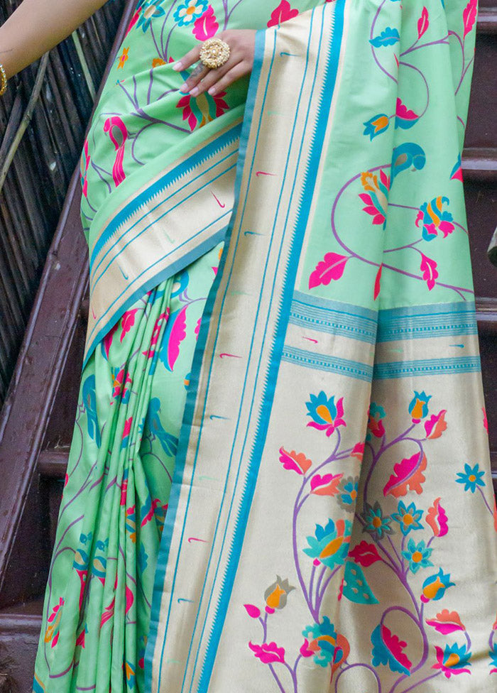 Green Dupion Silk Saree With Blouse Piece - Indian Silk House Agencies